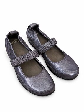 Dansko Metallic Pewter Mary Jane Ruched Elastic Strap Flats Size 40 US 10
